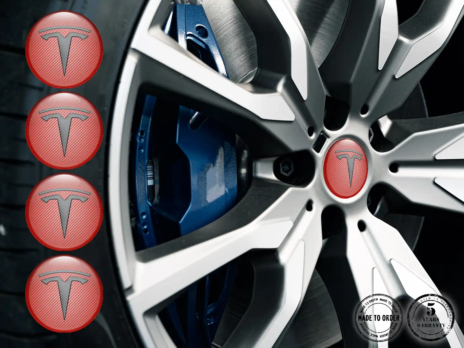 Tesla Silikonaufkleber Stil Gewölbte Felgenembleme